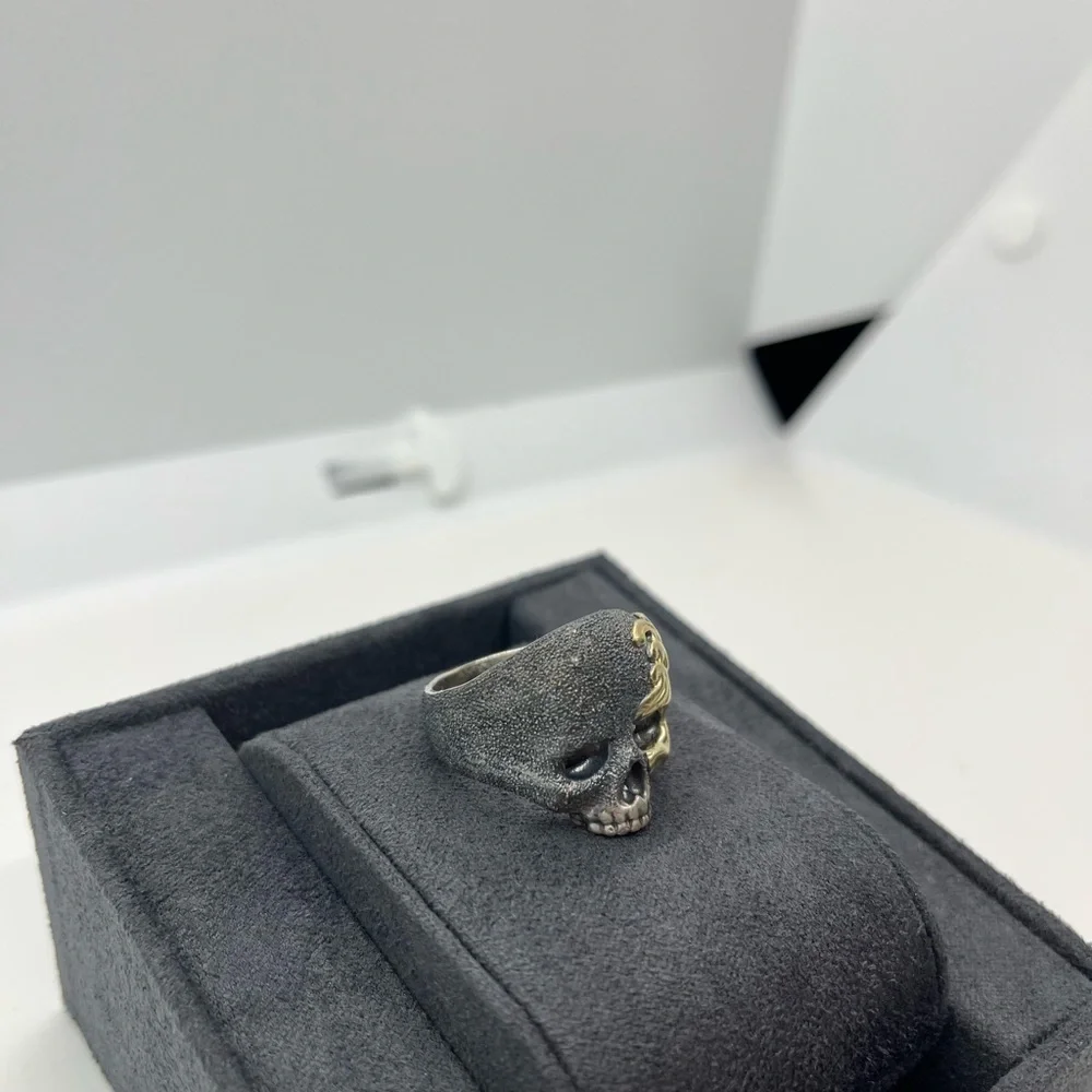 David Yurman Men's Skull Ring with 18k yellow gold